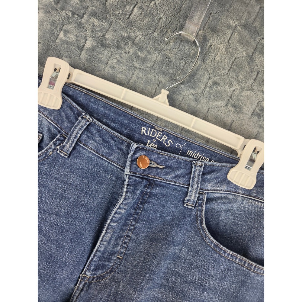Riders by Lee Womens Blue Midrise Capri Jeans Size 12M Medium Wash Stretch Denim